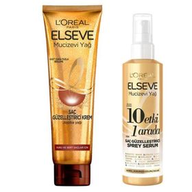 Elseve Mucizevi Yağ Saç Güzelleştirici Krem 150 ml +150 ml 10 Etki 1 Arada Saç Güzelleştirici Sprey Serum