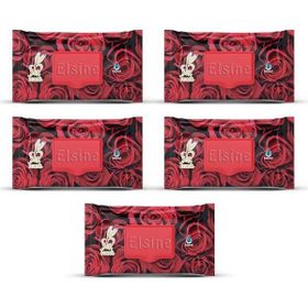 Elsine 5 Paket 90 Adet Kapaklı Gül Kokulu Islak Havlu Mendil