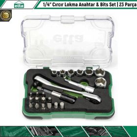 Elta 14000005079 1/4 Cırcır Lokma Anahtar ve 23 Parça Bits Set