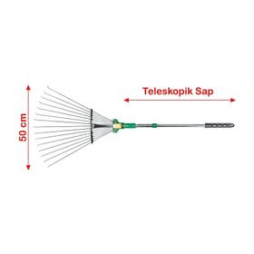 Eltu R4C02 Tırmık Metal Teleskopik Saplı Çim Tırmığı