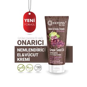 Elvons Üzüm Çekirdeği Yağı Özü 100 ml Onarıcı El Vücut Kremi