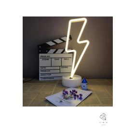 Ema Dükkan Şimşek Neon Led Işıklı Usbli Pilli Neon Led Işıklı Masa Lambası Dekoratif Aydınlatma Gece Lambası