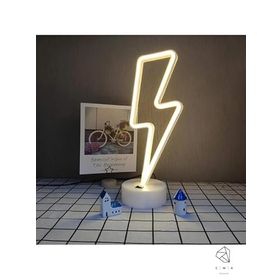 Ema Dükkan Şimşek Neon Led Işıklı Usbli Pilli Neon Led Işıklı Masa Lambası Dekoratif Aydınlatma Gece Lambası