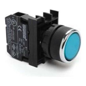 Emas B100DM B Serisi Plastik 1NO Yaylı Düz Mavi 22 mm Buton