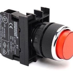Emas B100HK B Serisi Plastik 1NO Yaylı Çıkık Kırmızı 22 mm Buton