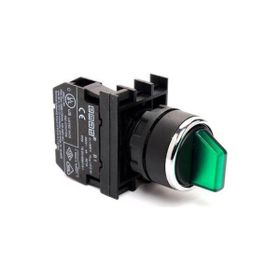 Emas B101SL32Y B Serisi Plastik 2NO II-0-I 60° Seçici Çift Dönüşlü Işıklı Yeşil 22 mm Buton