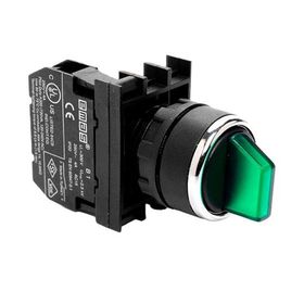 Emas B101SL32Y B Serisi Plastik 2NO II-0-I 60° Seçici Çift Dönüşlü Işıklı Yeşil 22 mm Buton