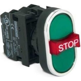 Emas B121B30YY 1NA 1NK 1NA Çıkık Stop Yeşil-Yeşil Üçüz Buton