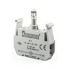 Emas B7 12-30V AC/DC Ledli Mavi Sinyal Blok Butonu
