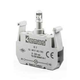 Emas B7 12-30V AC/DC Ledli Mavi Sinyal Blok Butonu