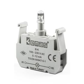 Emas BK 100-230V AC Kırmızı Ledli Sinyal Blok Butonu