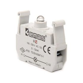 Emas BK 100-230V AC Kırmızı Ledli Sinyal Blok Butonu