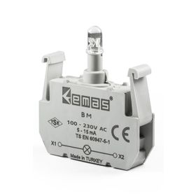 Emas BM 100-230V AC Ledli Mavi Sinyal Blok Butonu