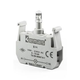 Emas BM 100-230V AC Ledli Mavi Sinyal Blok Butonu