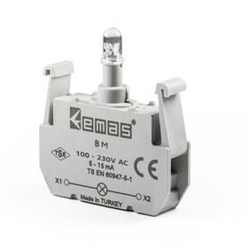 Emas BM 100-230V AC Ledli Mavi Sinyal Blok Butonu