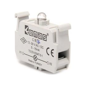 Emas CB7 12-30V AC/DC Ledli Mavi Sinyal Blok Butonu