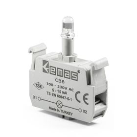 Emas CBB 100-230V AC Beyaz Ledli Sinyal Blok Butonu