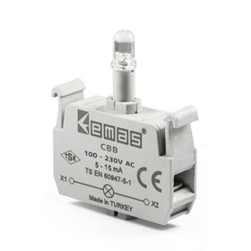 Emas CBB 100-230V AC Beyaz Ledli Sinyal Blok Butonu