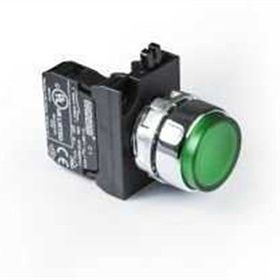 Emas CP190DY CP Serisi Plastik Ledli 1NO 12-30V AC/DC Yaylı Düz Yeşil 22 mm Buton