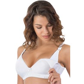 Emay 166B Beyaz Balenli Push Up Emzirme Sütyen