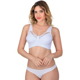 Emay 181B Dantelli Toparlayıcı Beyaz Cotton Sütyen