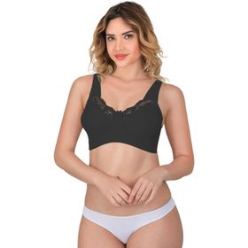 Emay 181B Dantelli Toparlayıcı Siyah Cotton Sütyen