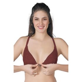 Emay 187C Bordo Önden Açılır Balenli Sporcu Sütyen