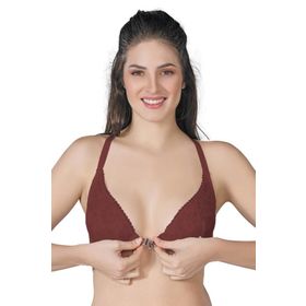 Emay 187C Bordo Önden Açılır Balenli Sporcu Sütyen