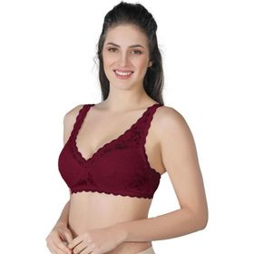 Emay 188C Bordo Pedli Dantelli Telli Toparlayıcı Sütyen