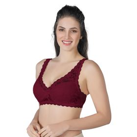 Emay 188C Bordo Pedli Dantelli Telli Toparlayıcı Sütyen