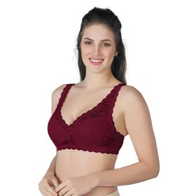 Emay 188C Bordo Pedli Dantelli Telli Toparlayıcı Sütyen