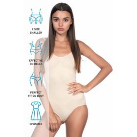 Emay 1924 İç Giyim Dikişsiz Kalın Askılı Çıtçıtlı Ripli Ten Rengi Body