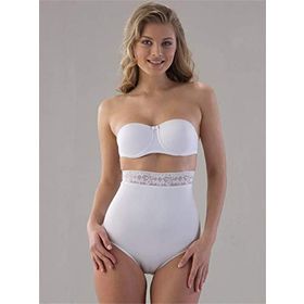 Emay 2028 Dikişsiz Yüksek Bel Dantel Slip Beyaz Kadın Korse