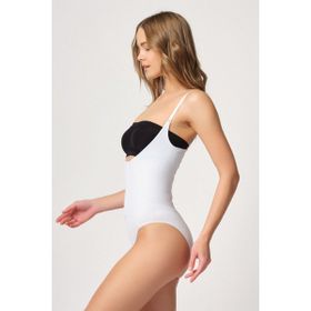 Emay 2043 Göğsü Açık Agraflı Beyaz Kadın Body Korse