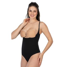Emay 2076 Göğüsü Açık String Siyah Kadın Body Korse