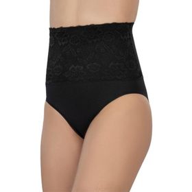 Emay 2090 Önü Dantelli Yüksel Bel Slip Siyah Korse