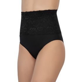 Emay 2090 Önü Dantelli Yüksel Bel Slip Siyah Korse