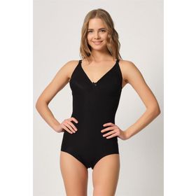 Emay 2821 Balenli Double Boy Siyah Kadın Slip Lazer Korse
