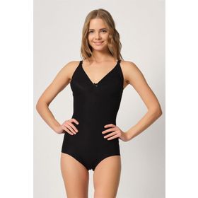 Emay 2821 Balenli Double Boy Siyah Kadın Slip Lazer Korse