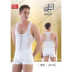 Emay E1009 Delikli Beyaz Erkek Atlet Korse