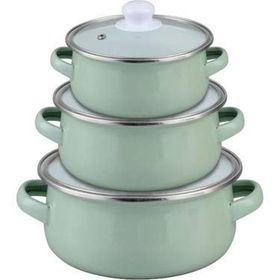 Emaye Mini 3'lü 12-14-16 cm Yeşil Tencere Seti