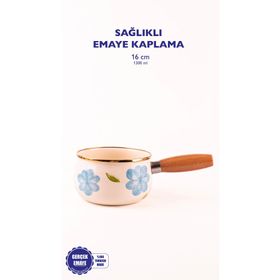 Emaylab Bloom Ahşap Saplı Emaye 16 cm Sos Tavası