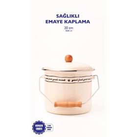Emaylab Mood Ahşap Detaylı 20 cm 3 lt Emaye Bakraç