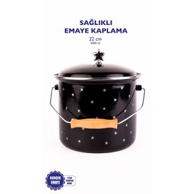 Emaylab Star 22 cm Siyah 5 lt Emaye Bakraç