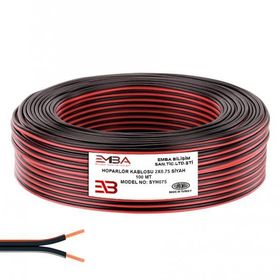 Emba Bilişim 2x0.75 100 m Siyah Elektrik ve Kordon Hoparlör Kablosu