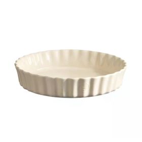 Emile Henry Clay Yuvarlak 28 CM Ekru Tart Kabı