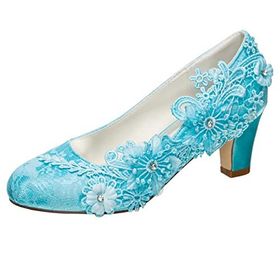 Emily Bridal 1505-1B Cam Göbeği Mavi Kadın Topuklu Ayakkabı