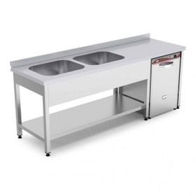 Empero EMP.E.72085-2EMT-L Alt Raflı Sol 200x70x85 cm 2 Evyeli Tezgah