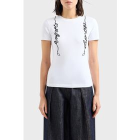 Emporio Armani 3D2T7R 2J07Z 0100 Beyaz Kadın T-shirt