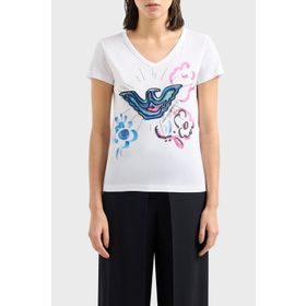 Emporio Armani 3D2T8F 2JTAZ 0100 Beyaz Kadın T-shirt